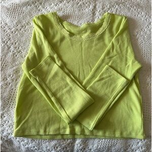 American Eagle lace neckline long sleeve top